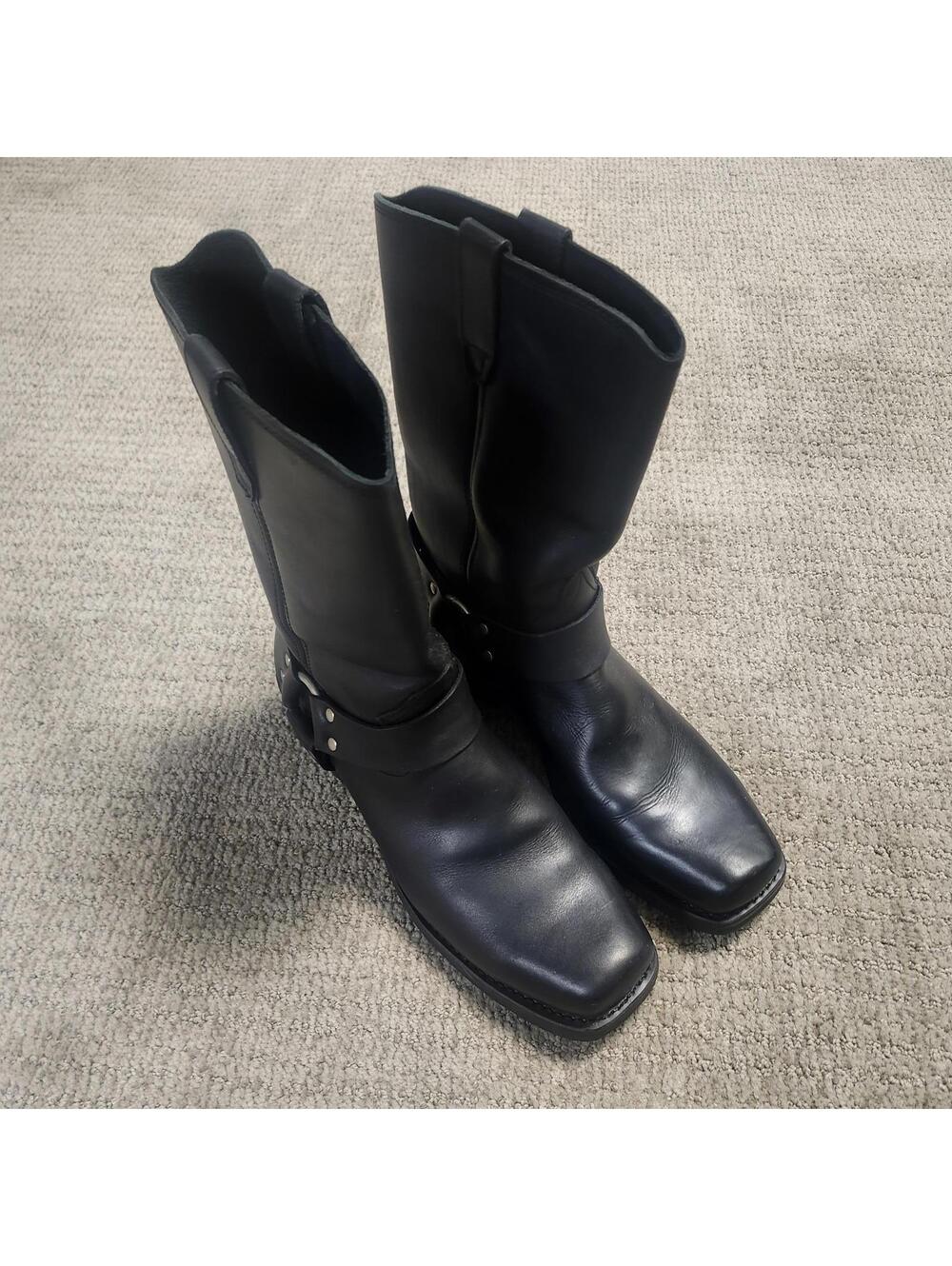 Dingo Dean Harness Boots Black Leather Men's Size 10D